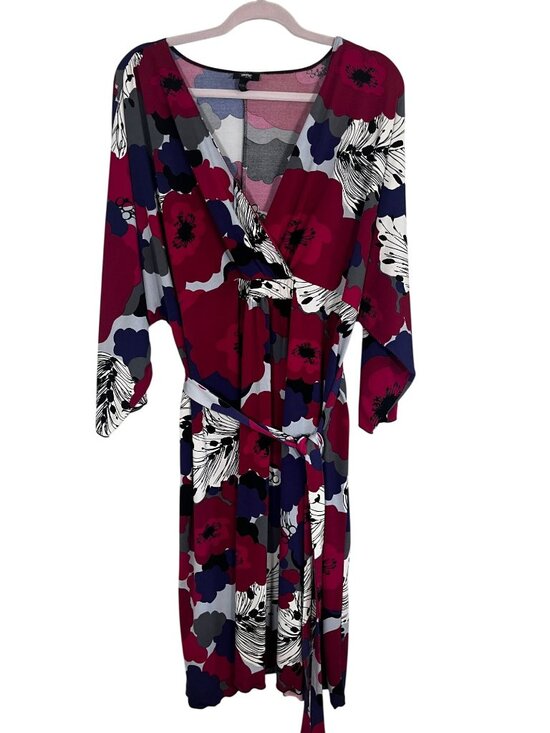 Mossimo Dresses & Skirts - Colorful Floral Wrap Dress Pink 24W Resort Preppy Classic Retro Feminine